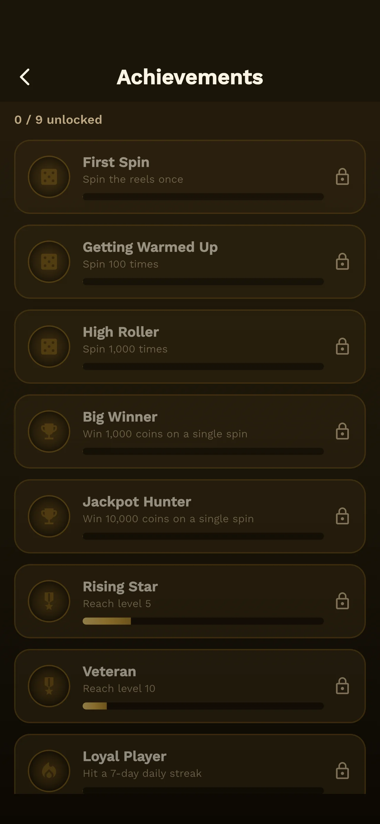 PokiePocket achievements screen showing local progression